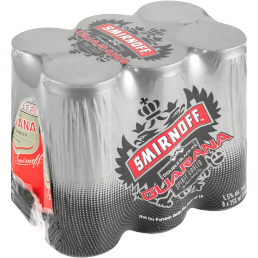 Smirnoff Double Black Ice With Guarana Cooler Cans 6 x 250ml