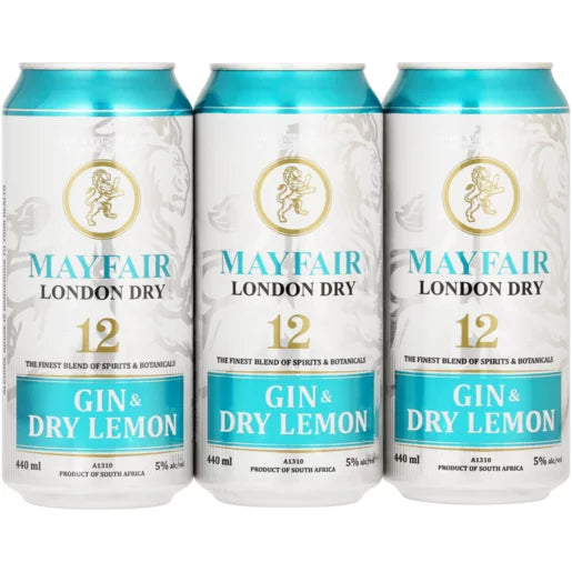 Mayfair London Dry Gin & Dry Lemon Cans 6 x 440ml