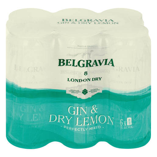 Belgravia Gin & Dry Lemon Can 440ml x 6