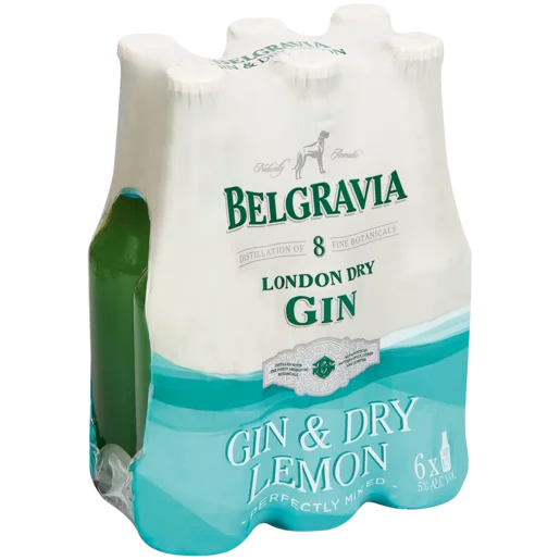 Belgravia Gin & Dry Lemon Bottles 6 x 275ml